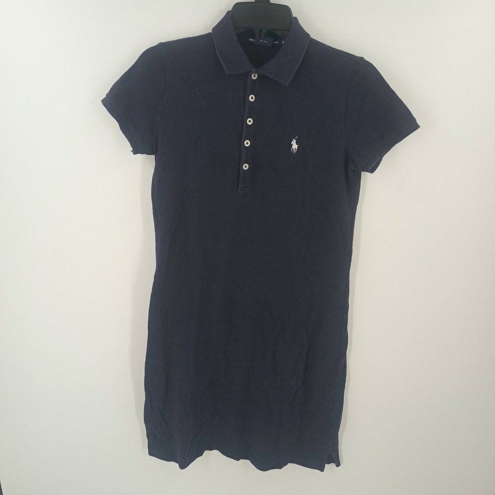 Ralph Lauren Sport Navy Blue Cotton Pique Polo Dress Small Pony Logo S